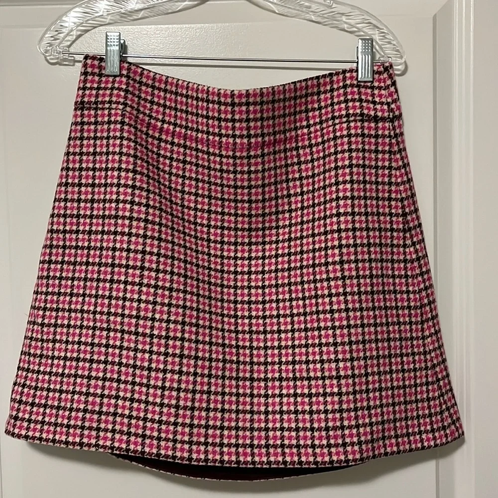 J.Crew Houndstooth Wool A-line Skirt - Size 6 - Picture 1 of 7